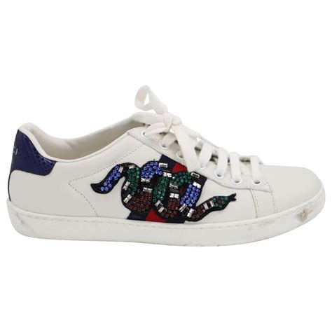 gucci ace snake sneakers|gucci ace embellished leather sneakers.